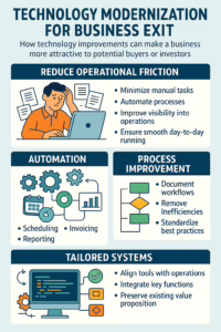 Technology Modernization for Business Exit Summary Infographic
